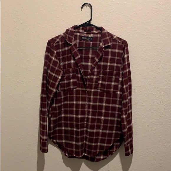 Red & White Button Down Boyfriend Plaid Shirt - Picture 1 of 2